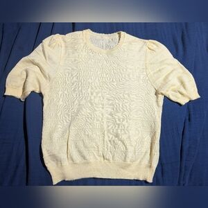 Vintage Soft Yellow Eyelet Sweater